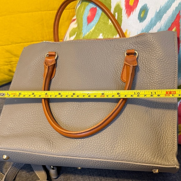 Chic Gray Satchel with Tan Accents Valentina Italian Leather - Picture 13 of 15